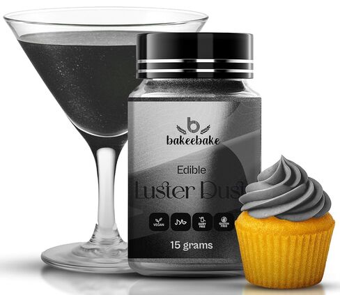 غبار Bakeebake Gold Luster صالح للأكل 15 جم - بريق صالح للأكل للمشروبات والحلويات - غبار ذهبي صالح للأكل خالٍ من الغلوتين لتزيين الكيك - بريق مشروب نباتي لا طعم له للكوكتيلات والحفلات (ذهبي) in Kuwait