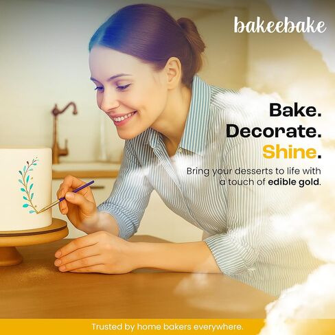 غبار Bakeebake Gold Luster صالح للأكل 15 جم - بريق صالح للأكل للمشروبات والحلويات - غبار ذهبي صالح للأكل خالٍ من الغلوتين لتزيين الكيك - بريق مشروب نباتي لا طعم له للكوكتيلات والحفلات (ذهبي) in Kuwait