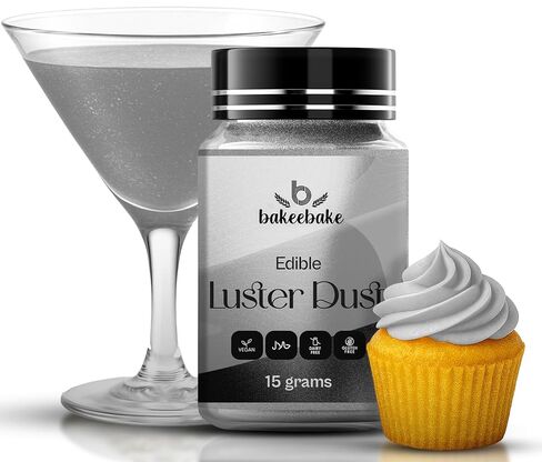 غبار Bakeebake Gold Luster صالح للأكل 15 جم - بريق صالح للأكل للمشروبات والحلويات - غبار ذهبي صالح للأكل خالٍ من الغلوتين لتزيين الكيك - بريق مشروب نباتي لا طعم له للكوكتيلات والحفلات (ذهبي) in Kuwait