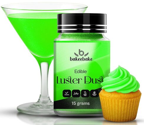 غبار Bakeebake Gold Luster صالح للأكل 15 جم - بريق صالح للأكل للمشروبات والحلويات - غبار ذهبي صالح للأكل خالٍ من الغلوتين لتزيين الكيك - بريق مشروب نباتي لا طعم له للكوكتيلات والحفلات (ذهبي) in Kuwait