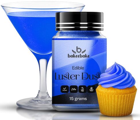 غبار Bakeebake Gold Luster صالح للأكل 15 جم - بريق صالح للأكل للمشروبات والحلويات - غبار ذهبي صالح للأكل خالٍ من الغلوتين لتزيين الكيك - بريق مشروب نباتي لا طعم له للكوكتيلات والحفلات (ذهبي) in Kuwait