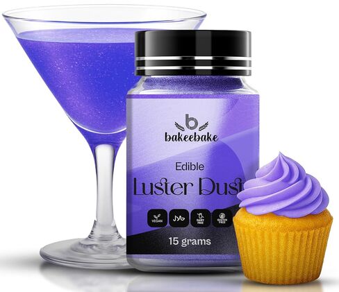 غبار Bakeebake Gold Luster صالح للأكل 15 جم - بريق صالح للأكل للمشروبات والحلويات - غبار ذهبي صالح للأكل خالٍ من الغلوتين لتزيين الكيك - بريق مشروب نباتي لا طعم له للكوكتيلات والحفلات (ذهبي) in Kuwait