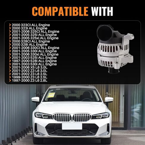 120 Amp Alternator AL0703N Compatible with BMW E46 E36 Series 320 325 330 525 530 X5 Z3 1997-2006, L6 2.2L 2.5L 2.8L 3.0L, 120A 12V Replace 12-31-1-432-980, 12-31-7-501-597, 400-24096 in Saudi Arabia