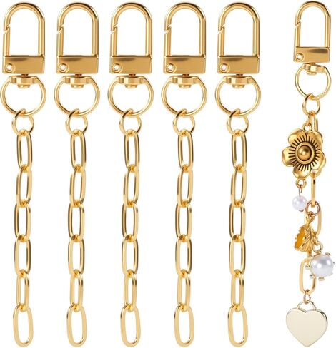 PAGOW 6pcs Keychain Making Kit, Alloy Key Chain Clips with Swivel Snap Hook Key Ring, Gold Purse Chain Bag Charm Extender Chains for DIY Crafts Handbag Jewelry Making in Kuwait