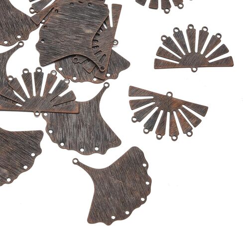 ROSENORTH Antique Copper Earring Making Kit – Brass Fan & Ginkgo Leaf Connectors, Hooks, Jump Rings & Backs for DIY Jewelry Craft Supplies (112 PCS) in Saudi Arabia