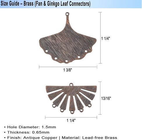 ROSENORTH Antique Copper Earring Making Kit – Brass Fan & Ginkgo Leaf Connectors, Hooks, Jump Rings & Backs for DIY Jewelry Craft Supplies (112 PCS) in Saudi Arabia