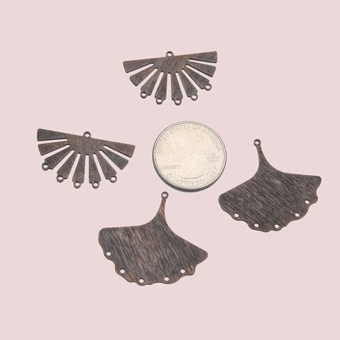 ROSENORTH Antique Copper Earring Making Kit – Brass Fan & Ginkgo Leaf Connectors, Hooks, Jump Rings & Backs for DIY Jewelry Craft Supplies (112 PCS) in Saudi Arabia