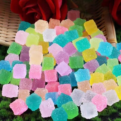30 Pcs Colorful Soft Resin Fake Candy Charms, 3D Simulation Sugar Cube Gummy Decorations for DIY Decor, Phone Case, Nail Art, Handmade Ornaments in Saudi Arabia