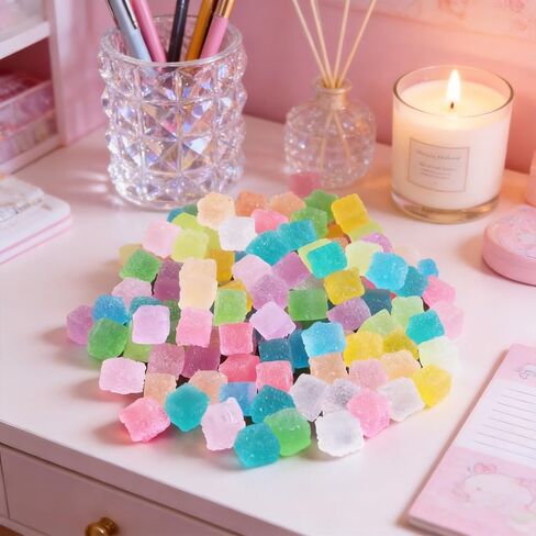 30 Pcs Colorful Soft Resin Fake Candy Charms, 3D Simulation Sugar Cube Gummy Decorations for DIY Decor, Phone Case, Nail Art, Handmade Ornaments in Saudi Arabia