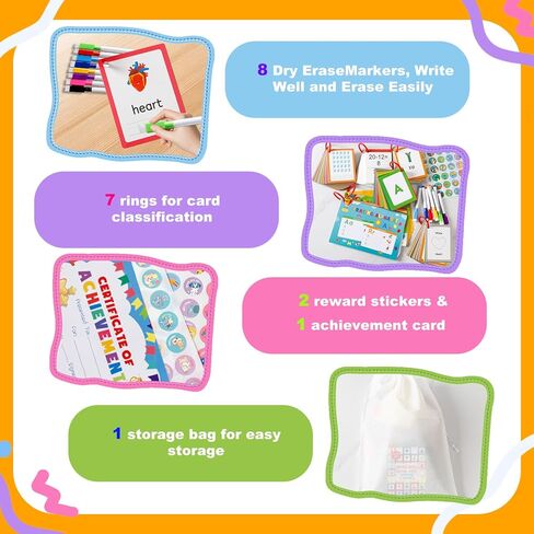 Alphabet ABC,Addition and Subtraction,Number,First Words,Shapes,Color Flash Cards 7 Set,568 Words Double-Sided Kindergarten Preschool Educational Pre k Flash Cards,Toddler FlashCards for Kids Ages 3+ in Kuwait