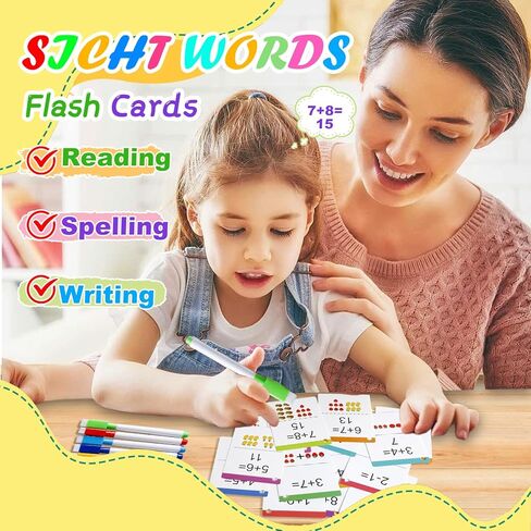 Alphabet ABC,Addition and Subtraction,Number,First Words,Shapes,Color Flash Cards 7 Set,568 Words Double-Sided Kindergarten Preschool Educational Pre k Flash Cards,Toddler FlashCards for Kids Ages 3+ in Kuwait