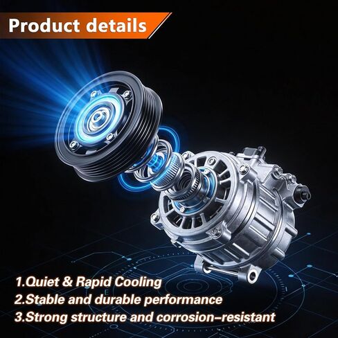 Air Conditioner AC Compressor with A/C Clutch Compatible with 2017-2022 CR-V (1.5L Only) & 2016-2021 Civic (1.5L Only), Replace 388105AAA01 388105AAA02 388105AAA03 in Saudi Arabia