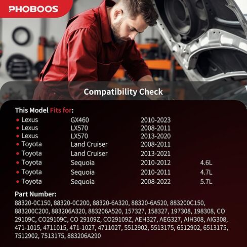 ضاغط تكييف الهواء PHOBOOS مع قابض متوافق مع Toyota Sequoia 2008-2022، Land Cruiser 2008-2011 2013-2021 وLexus GX460 2010-2023، LX570 2008-2011 2013-2020، Ref.CO29109C in Kuwait