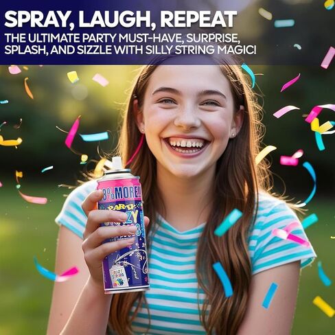 12 Pack Party String Spray (3 oz Each) – Streamer Spray in a Can, Full Color Set with 2 of Each Color, Party Supplies for Kids’ Parties, Birthdays, and Celebrations in Saudi Arabia