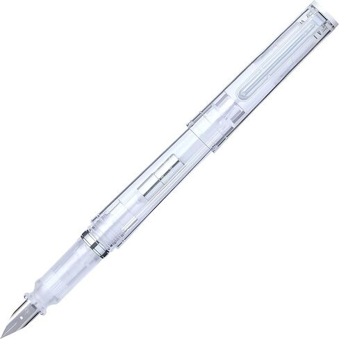 Sailor TUZU ADJUST Fountain Pen, Medium Nib (M), Rotating Nib Feature and Natural Fit Grip, Includes 2 Ink Cartridges (Black) and Converter, Limited Edition Glassy Crystal White, 12-0561-401 in Kuwait