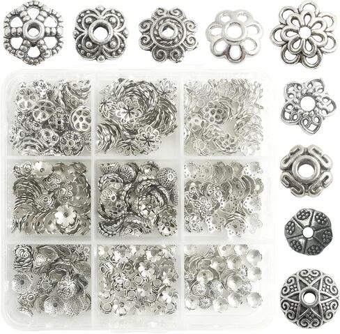 360 Pcs Bead Caps Antique Silver Filigree Metal Alloy Flower Cup Shapes for Bracelet Necklace Earring Jewelry Making in Saudi Arabia