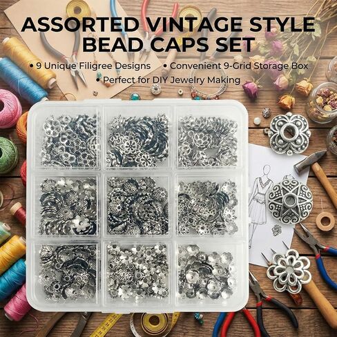 360 Pcs Bead Caps Antique Silver Filigree Metal Alloy Flower Cup Shapes for Bracelet Necklace Earring Jewelry Making in Saudi Arabia