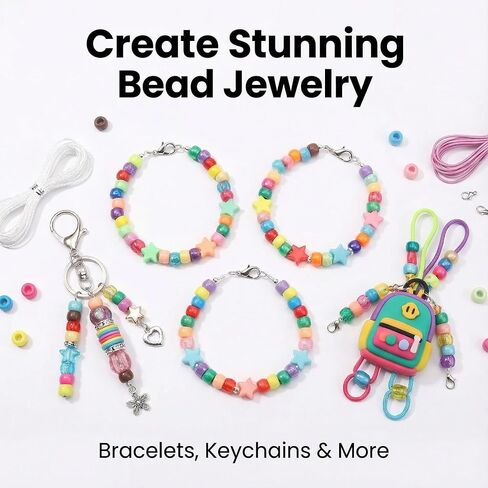 5000+ Pcs Pony Beads and Letter Beads Kit, 6-Box Organizer Set with Magic UV Color Changing Beads (6x9mm, 3.5mm Hole), Includes Alphabet Beads, Hair Braiders,Tools for Crafts (Set of six boxes A) in Kuwait
