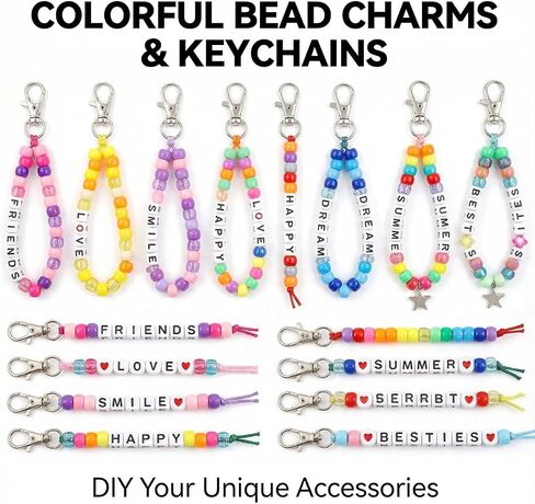 5000+ Pcs Pony Beads and Letter Beads Kit, 6-Box Organizer Set with Magic UV Color Changing Beads (6x9mm, 3.5mm Hole), Includes Alphabet Beads, Hair Braiders,Tools for Crafts (Set of six boxes A) in Kuwait