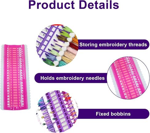 Kemcatui 2 Pack Floss Organizer Embroidery 30 Positions, Thread Organizers with Plastic and Foam Construction for Cross Stitch Projects, Included Replaceable Paper Card Sewing Needle in Kuwait