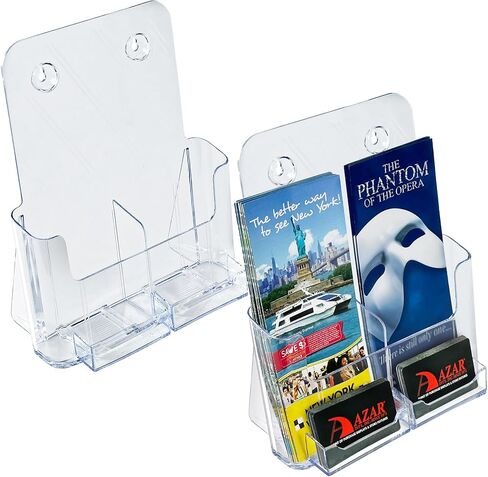يعرض Azar حامل كتيبات 252387-2PK مقاس 8.5 بوصة × 11 بوصة مع جيبين لبطاقات العمل، ومنظم مكتب أكريليك، ومستندات ثلاثية الطبقات، وحامل المجلات واللافتات، وحامل عرض الأدبيات المثبت على الحائط (عبوتان) in Kuwait