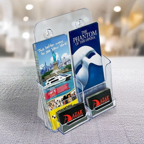 يعرض Azar حامل كتيبات 252387-2PK مقاس 8.5 بوصة × 11 بوصة مع جيبين لبطاقات العمل، ومنظم مكتب أكريليك، ومستندات ثلاثية الطبقات، وحامل المجلات واللافتات، وحامل عرض الأدبيات المثبت على الحائط (عبوتان) in Kuwait