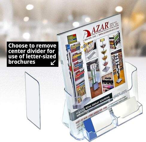 يعرض Azar حامل كتيبات 252387-2PK مقاس 8.5 بوصة × 11 بوصة مع جيبين لبطاقات العمل، ومنظم مكتب أكريليك، ومستندات ثلاثية الطبقات، وحامل المجلات واللافتات، وحامل عرض الأدبيات المثبت على الحائط (عبوتان) in Kuwait
