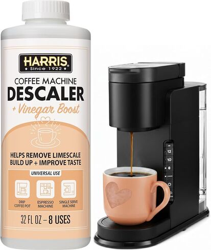 HARRIS Coffee Machine Descaler Descaling Solution - 32 Fl. Oz. (8 Uses) Compatible with Keurig,Nespresso,Breville,Delonghi, Jura Ninja - Espresso Coffee Maker Cleaner, Limescale Remover in Saudi Arabia