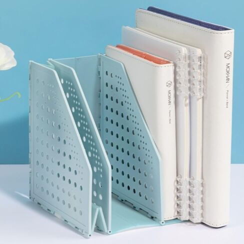 Bookshelf Desktop Storage Rack, Stationery Office Desktop File Organizer, Retractable File Holder(White) in Kuwait