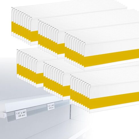 60 Pcs Shelf Label Strips, 1.5" H x 48" L Shelf Label Holders, Self Adhesive Clear PVC Ticket Channel, Price Tag Holder for Metal Wood Plastic Rack in Kuwait