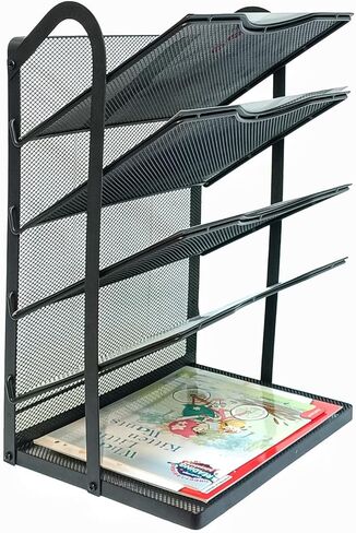 5 Tier Metal Desk File Organizer -File Folder Racks & Holders，Filing for Office Document Storage,Black in Saudi Arabia