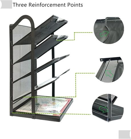 5 Tier Metal Desk File Organizer -File Folder Racks & Holders，Filing for Office Document Storage,Black in Saudi Arabia