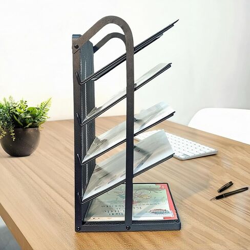 5 Tier Metal Desk File Organizer -File Folder Racks & Holders，Filing for Office Document Storage,Black in Saudi Arabia