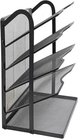 5 Tier Metal Desk File Organizer -File Folder Racks & Holders，Filing for Office Document Storage,Black in Saudi Arabia