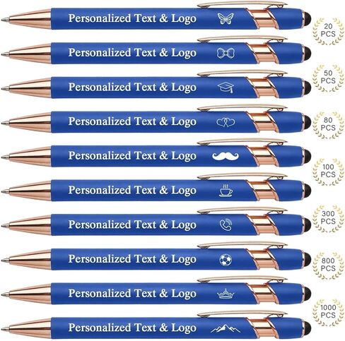 WNNNS Bulk Custom Pens Personalized with Name & Logo, Engraved Birthday Pens with Stylus Tip, Black Ink Ballpoint with Stylus Tips, Personalized 50th/60th/70th/80th/90th/100th Birthday for Men, Women. in Saudi Arabia