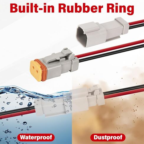 Deutsch DT 2 Pin Wiring Harness Connector 2 Kits, Deutsch Male Female 2 Wire Way Waterproof Automotive Electrical Connector 16 AWG with Heat Shrink Tubing for Car Truck Boat, grey in Saudi Arabia