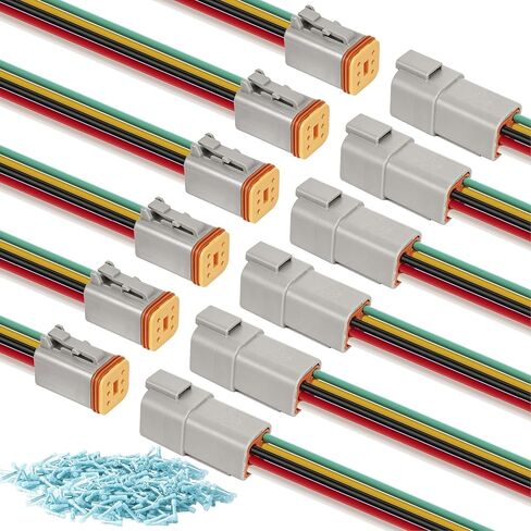 Deutsch DT 2 Pin Wiring Harness Connector 2 Kits, Deutsch Male Female 2 Wire Way Waterproof Automotive Electrical Connector 16 AWG with Heat Shrink Tubing for Car Truck Boat, grey in Saudi Arabia