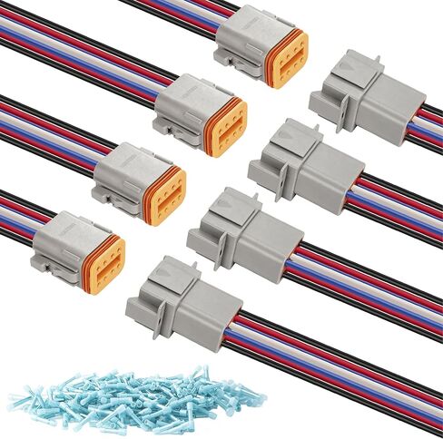 Deutsch DT 2 Pin Wiring Harness Connector 2 Kits, Deutsch Male Female 2 Wire Way Waterproof Automotive Electrical Connector 16 AWG with Heat Shrink Tubing for Car Truck Boat, grey in Saudi Arabia