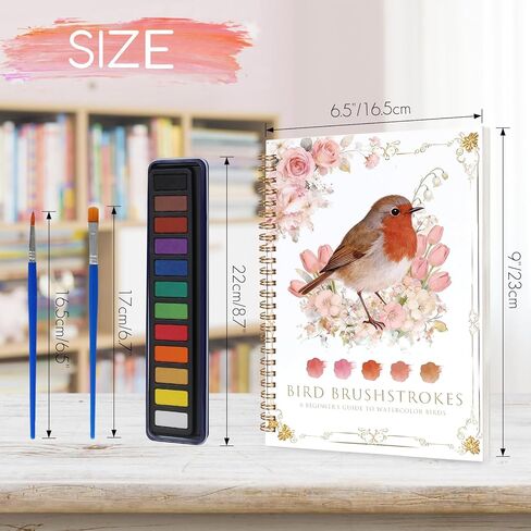 Easy-Learn Bird Watercolor Workbook, 12 Unique Bird Patterns, Bleed-Resistant Paper – Creative Gift for Adults & Teens in Kuwait