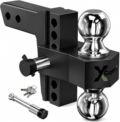 Adjustable Trailer Hitch, 6-inch Drop Tow Hitch Fits 2.5-inch Receiver,2 and 2-5/16 inch Balls, 18,500 LBS,Solid Tube Hitch with Anti-Theft Pin, SLV in Saudi Arabia
