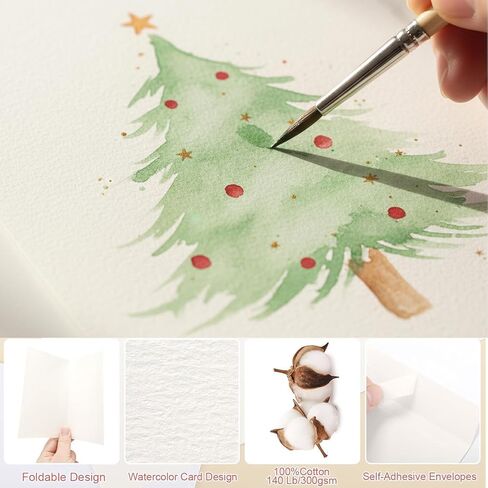 20 Sets 5 x 7 Inch Blank Watercolor Paper Cards with Colored Envelopes(10 Colors), 140lb/300GSM Foldable Watercolor Postcards with Envelopes for Greeting Cards Wedding Invitations in Saudi Arabia