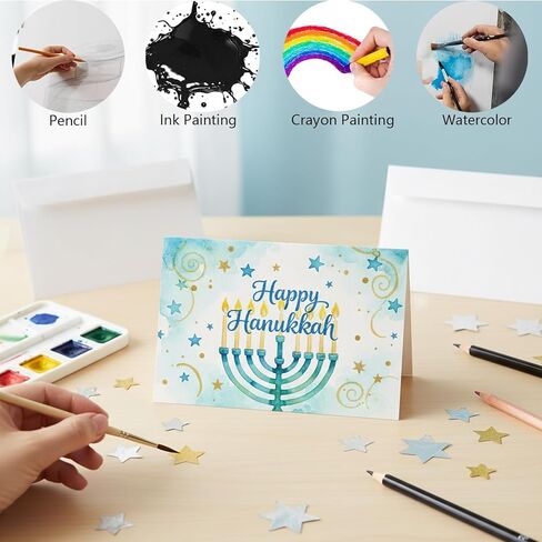 20 Sets 5 x 7 Inch Blank Watercolor Paper Cards with Colored Envelopes(10 Colors), 140lb/300GSM Foldable Watercolor Postcards with Envelopes for Greeting Cards Wedding Invitations in Saudi Arabia