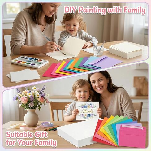 20 Sets 5 x 7 Inch Blank Watercolor Paper Cards with Colored Envelopes(10 Colors), 140lb/300GSM Foldable Watercolor Postcards with Envelopes for Greeting Cards Wedding Invitations in Saudi Arabia