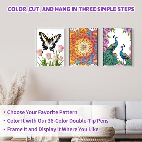 Adult Coloring Book Set for Women Relaxation，Spiral Bound Coloring Book for Adult with 36 Colors Markers,Anxiety Relief Gifts for Women and Men with 72 Patterns (Butterflies+Birds+Mandala) in Saudi Arabia