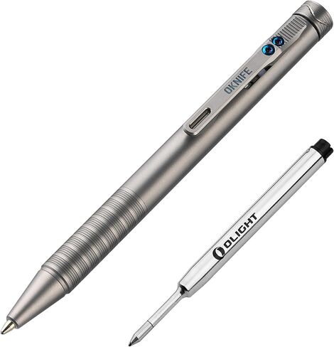 OKNIFE B1 Titanium Pen Lightning Strike Titanium, Ingenious Clip-Action Mechanism, Lightweight EDC Ballpoint Pen with 2 pcs Refill Ideal for Office, Working, Writing in Saudi Arabia