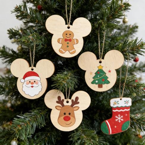 30Pcs 3.9 Inch Unfinished Wood Mouse Head Cutouts,Smooth Basswood Plywood Blanks with Hemp Rope for DIY Painting, Wood Burning,for Holiday Ornaments & Handmade Gift Tags in Kuwait