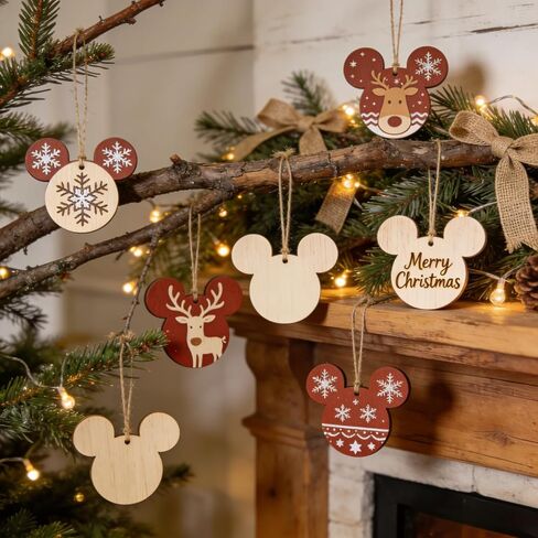 30Pcs 3.9 Inch Unfinished Wood Mouse Head Cutouts,Smooth Basswood Plywood Blanks with Hemp Rope for DIY Painting, Wood Burning,for Holiday Ornaments & Handmade Gift Tags in Kuwait