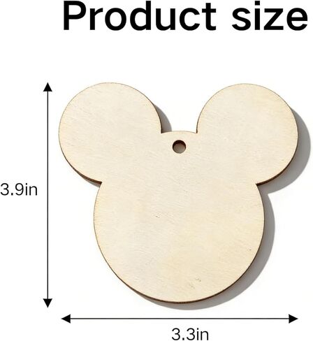 30Pcs 3.9 Inch Unfinished Wood Mouse Head Cutouts,Smooth Basswood Plywood Blanks with Hemp Rope for DIY Painting, Wood Burning,for Holiday Ornaments & Handmade Gift Tags in Kuwait