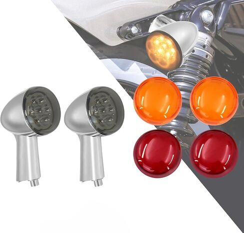Rear Bullet Turn Signal LED Running Light Indicator Taillight w/ 6pcs Lens Fit for Harley Sportster XL 883 1200 1992-2022 (Long Arm-Chrome Housing) in Kuwait