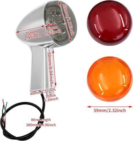 Rear Bullet Turn Signal LED Running Light Indicator Taillight w/ 6pcs Lens Fit for Harley Sportster XL 883 1200 1992-2022 (Long Arm-Chrome Housing) in Kuwait